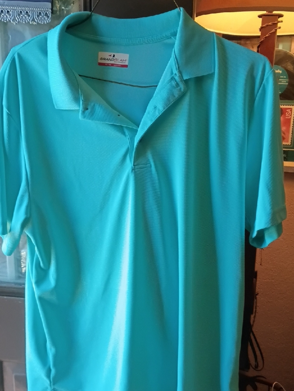 Grand Slam Men's Bright Teal Short Sleeve Polo